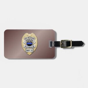 Thin Blue Line Abzeichen mit Knopf auf der Rücksei Gepäckanhänger
