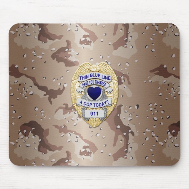 Thin Blue Line Abzeichen Mousepad (Vorne)