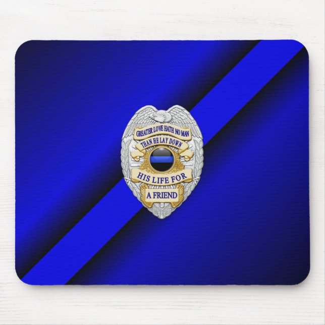 Thin Blue Line Abzeichen Mousepad (Vorne)
