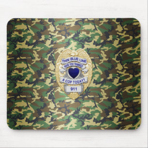 Thin Blue Line Abzeichen Mousepad