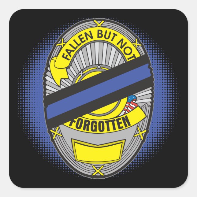 Thin Blue Line Abzeichen Quadratischer Aufkleber (Vorderseite)