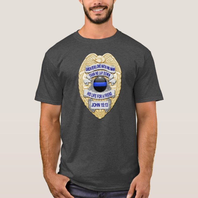 Thin Blue Line Abzeichen T-Shirt (Vorderseite)