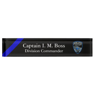 Thin Blue Line - Agency Patch Desk Name Plate Namensplakette