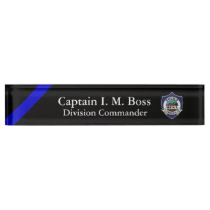 Thin Blue Line - Agency Patch Desk Name Plate Namensplakette