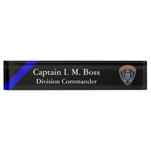 Thin Blue Line - Agency Patch Desk Name Plate Namensplakette