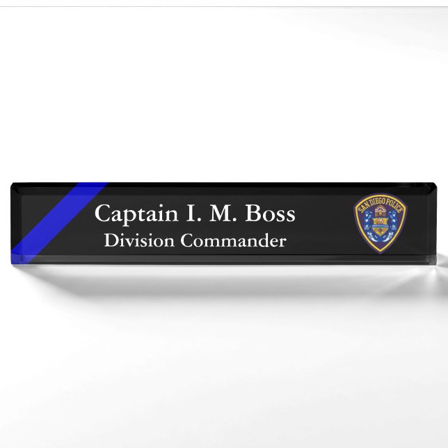 Thin Blue Line - Agency Patch Desk Name Plate Namensplakette (Vorderseite)