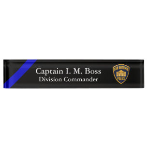 Thin Blue Line - Agency Patch Desk Name Plate Namensplakette