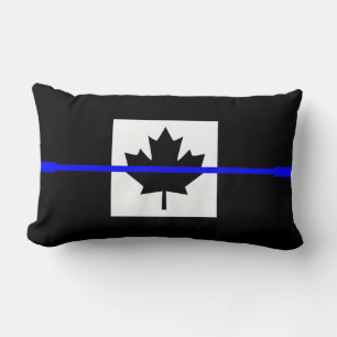 Thin Blue Line Akzent auf kanadischer Flagge Lendenkissen