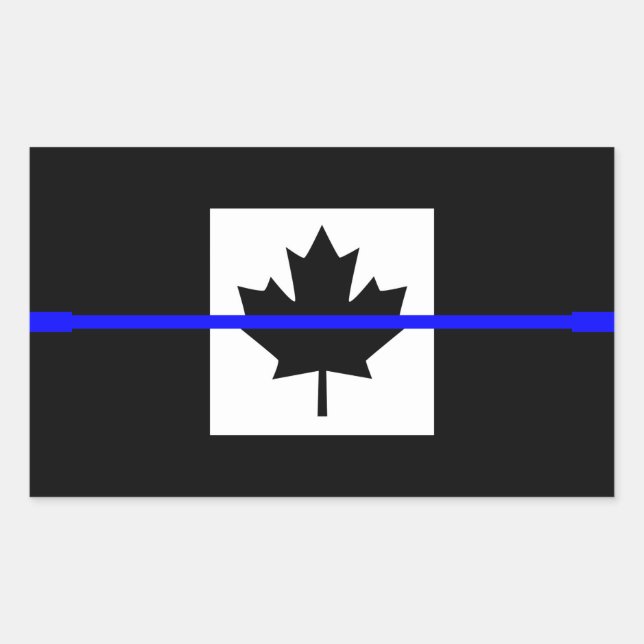 Thin Blue Line Akzent auf kanadischer Flagge Rechteckiger Aufkleber (Vorderseite)