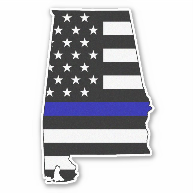 Thin Blue Line Alabama Flag Aufkleber (Vorderseite)