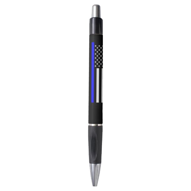 Thin Blue Line American Flag Grafik auf einem Kugelschreiber (Vorderseite Vertikal)