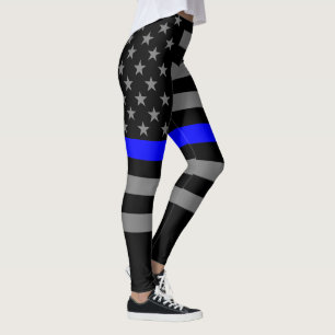 Thin Blue Line American Flag Grafik Mode auf Leggings