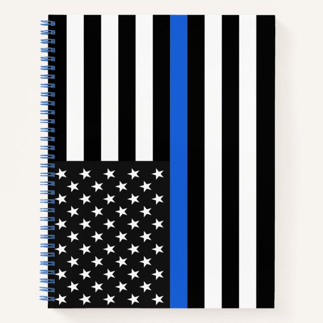 Thin Blue Line American Flag Notizbuch (Vorderseite)
