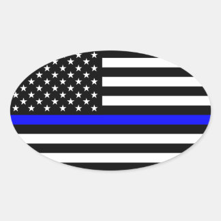 Thin Blue Line American Flag Ovaler Aufkleber