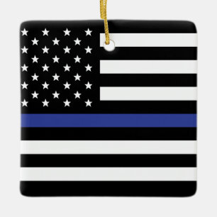 Thin Blue Line - American Flag Personalisiert Cust Keramikornament