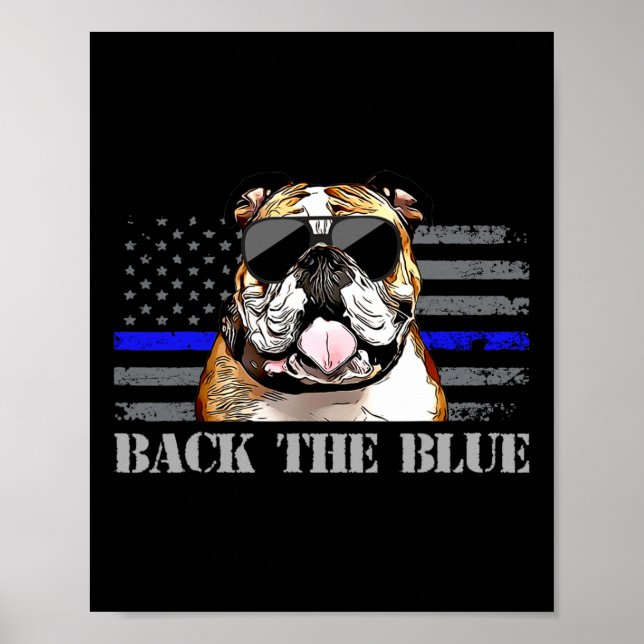 Thin Blue Line American Flag Police Dog Poster (Vorne)