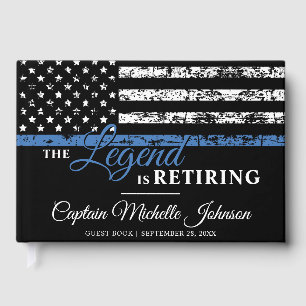 Thin Blue Line American Flag Police Retirement Gästebuch