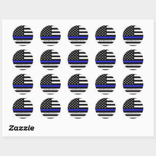 Thin Blue Line & American Flag Police / US-Büro Runder Aufkleber