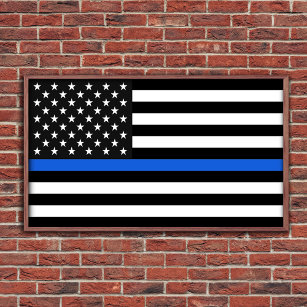 Thin Blue Line American Flag Poster