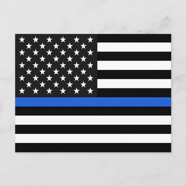 Thin Blue Line American Flag Postkarte (Vorderseite)