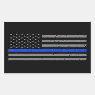 Thin Blue Line American Flag Rechteckiger Aufkleber