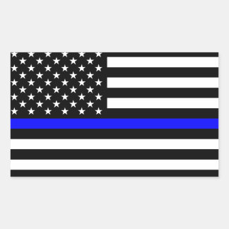 Thin Blue Line American Flag Rechteckiger Aufkleber