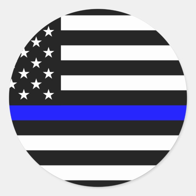Thin Blue Line American Flag Runder Aufkleber (Vorderseite)