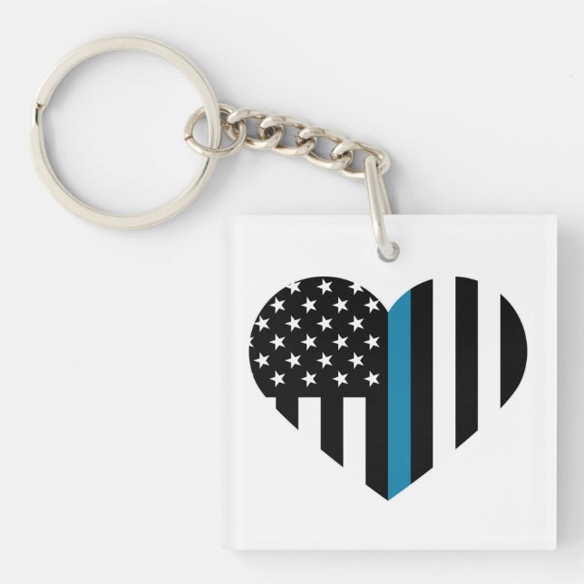Thin Blue Line American Flag Schlüsselanhänger (Vorderseite)