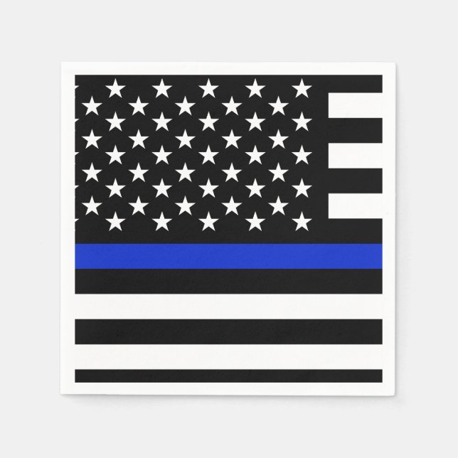 Thin Blue Line American Flag Serviette (Vorderseite)