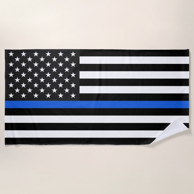 Thin Blue Line American Flag Strandtuch (Vorderseite)