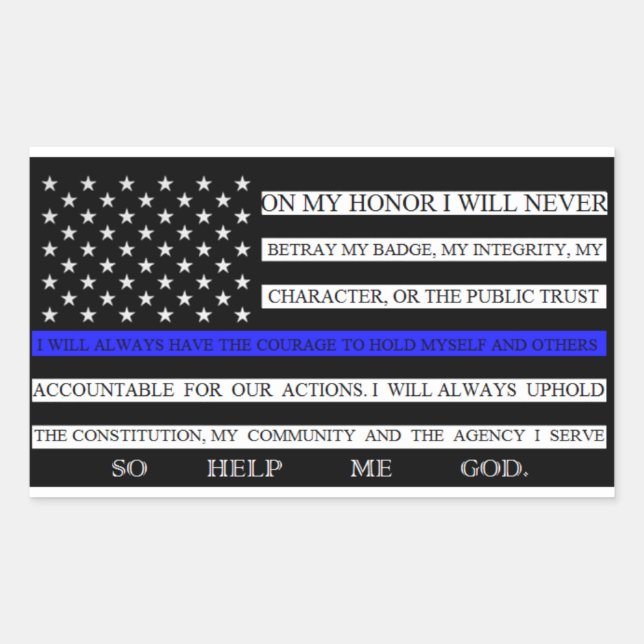 Thin Blue Line American Flag-Versprechen Rechteckiger Aufkleber (Vorderseite)