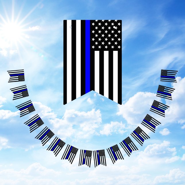 Thin Blue Line American Wimpelkette (Thin Blue Line Police Flag Appreciation Bunting)