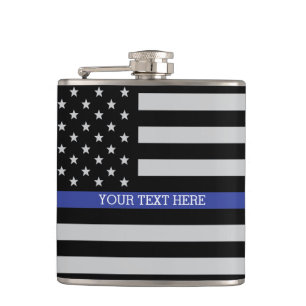 Thin Blue Line - Amerikanische Flagge Flachmann