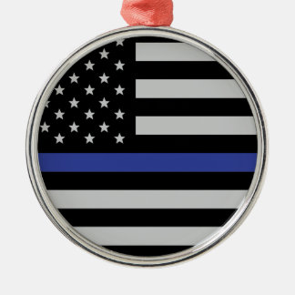 Thin Blue Line - Amerikanische Flagge Ornament Aus Metall