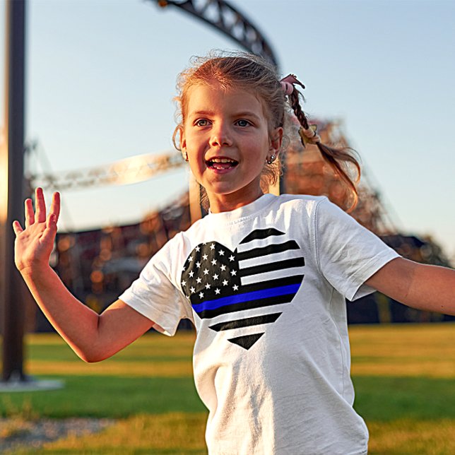 Thin Blue Line - Amerikanische Flagge T-Shirt (Von Creator hochgeladen)