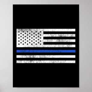 Thin Blue Line Amerikanische Flagge Verteidigen Po Poster