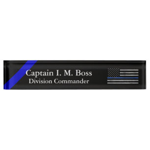 Thin Blue Line - beängstigende, irdische Flagge Namensplakette