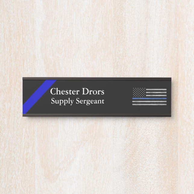 Thin Blue Line - beängstigende, irdische Flagge Türschild (Vorderseite )