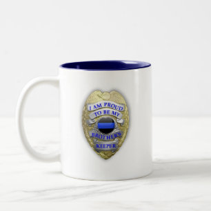 Thin Blue Line Brüder Abzeichen halten Zweifarbige Tasse