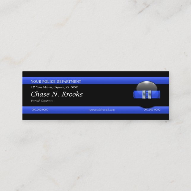Thin Blue Line Captain Custom Business Card Mini Visitenkarte (Vorderseite)