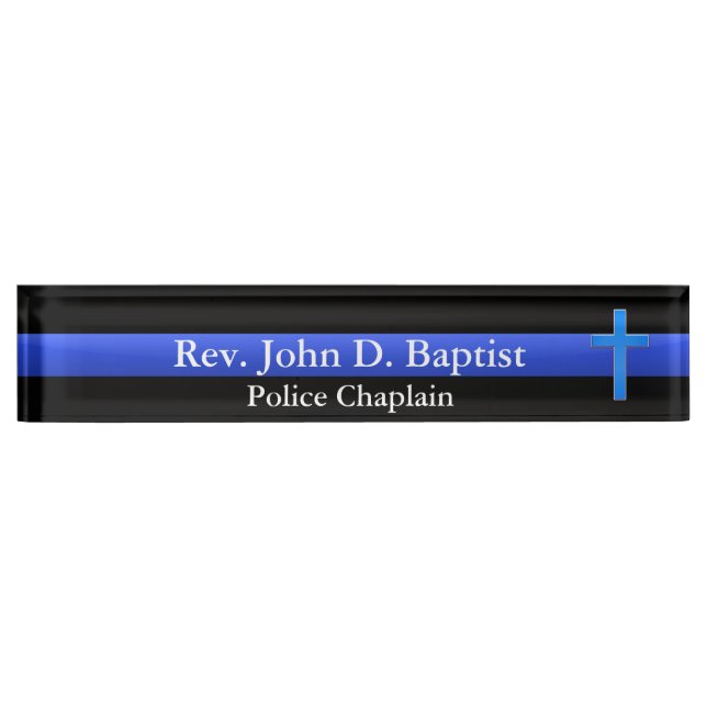 Thin Blue Line - Chaplain Cross Namensplakette (Vorderseite)