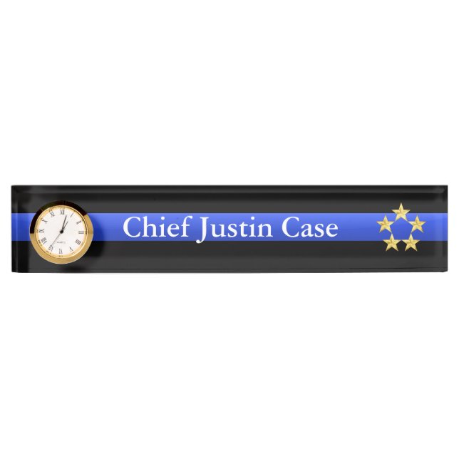 Thin Blue Line - Chief 5 Stars Rank Namplate Namensplakette (Vorderseite)