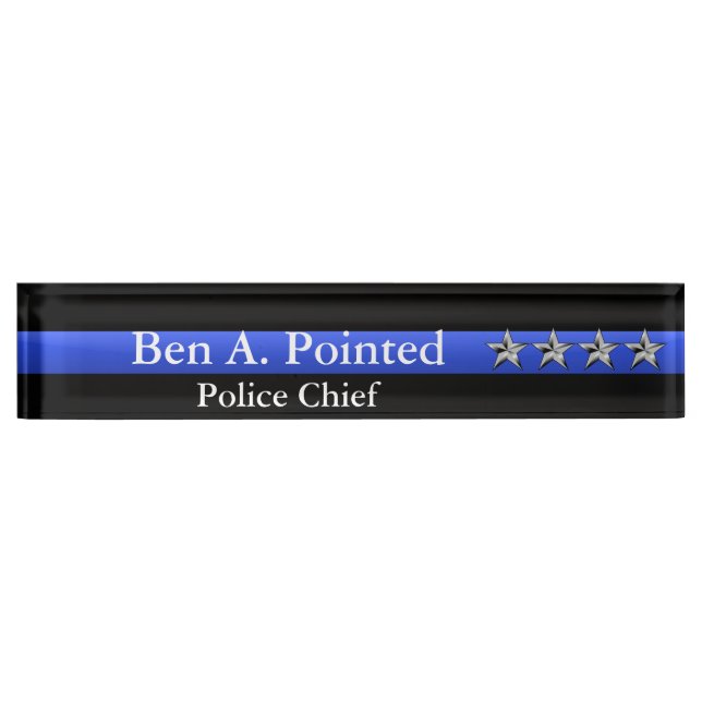 Thin Blue Line - Chief Four Stars Rank Namensplakette (Vorderseite)
