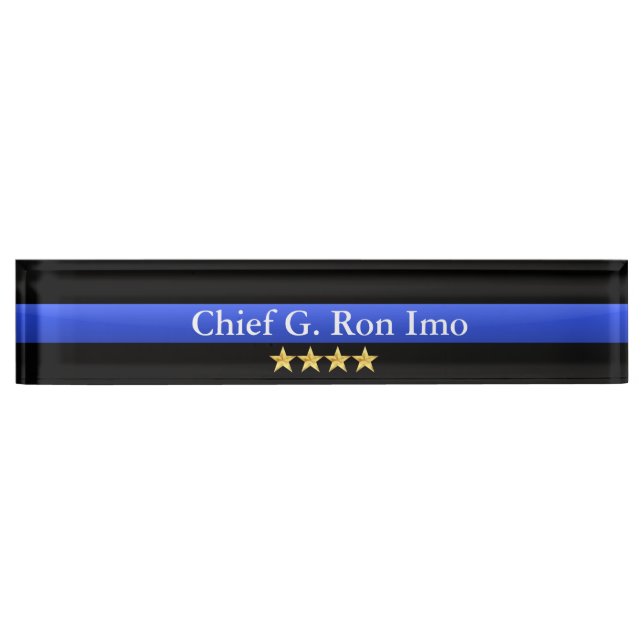 Thin Blue Line - Chief Four Stars Rank Namensplakette (Vorderseite)