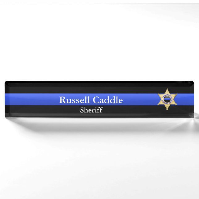 Thin Blue Line - Chief Sheriff Star Abzeichen Namensplakette (Vorderseite)