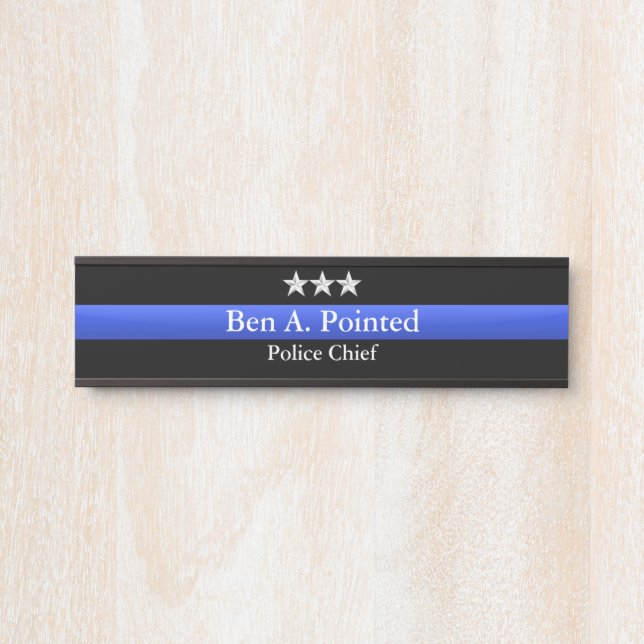 Thin Blue Line - Chief Silver Star Rank Dose Sign Türschild (Vorderseite )