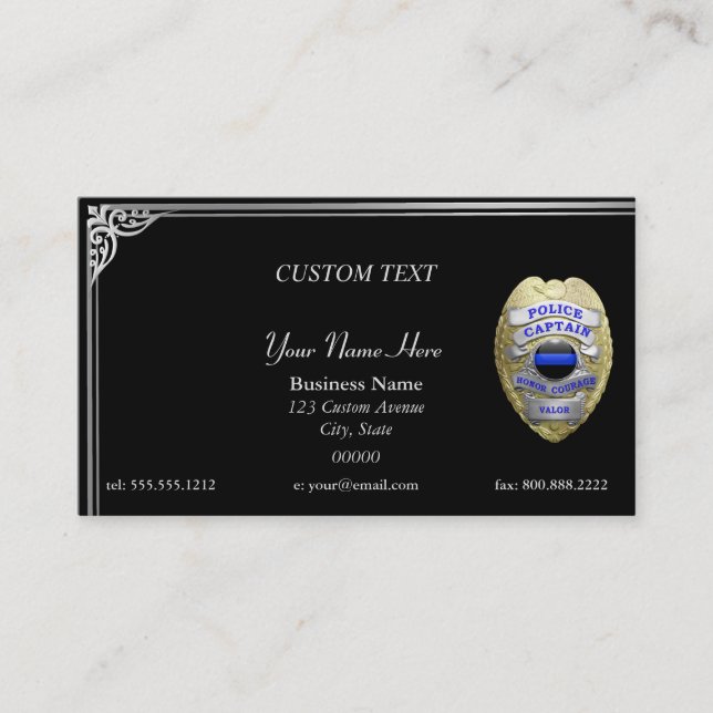 Thin Blue Line Custom Captain Business Card Visitenkarte (Vorderseite)