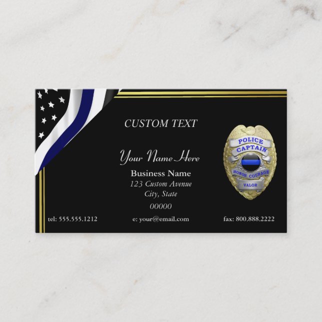 Thin Blue Line Custom Captain Business Card Visitenkarte (Vorderseite)