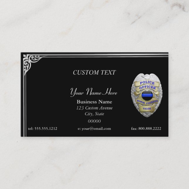 Thin Blue Line Custom Captain Business Card Visitenkarte (Vorderseite)