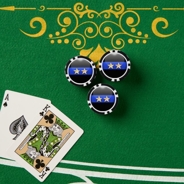 Thin Blue Line Custom Pokerchips (Pokertisch (Stapel))